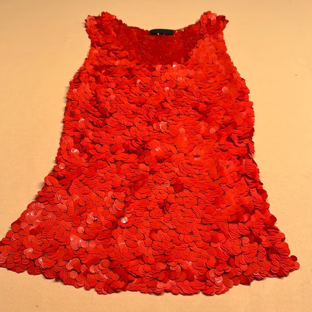 New Gorgeous Sequin Donna Karan evening top. Small. Red.
